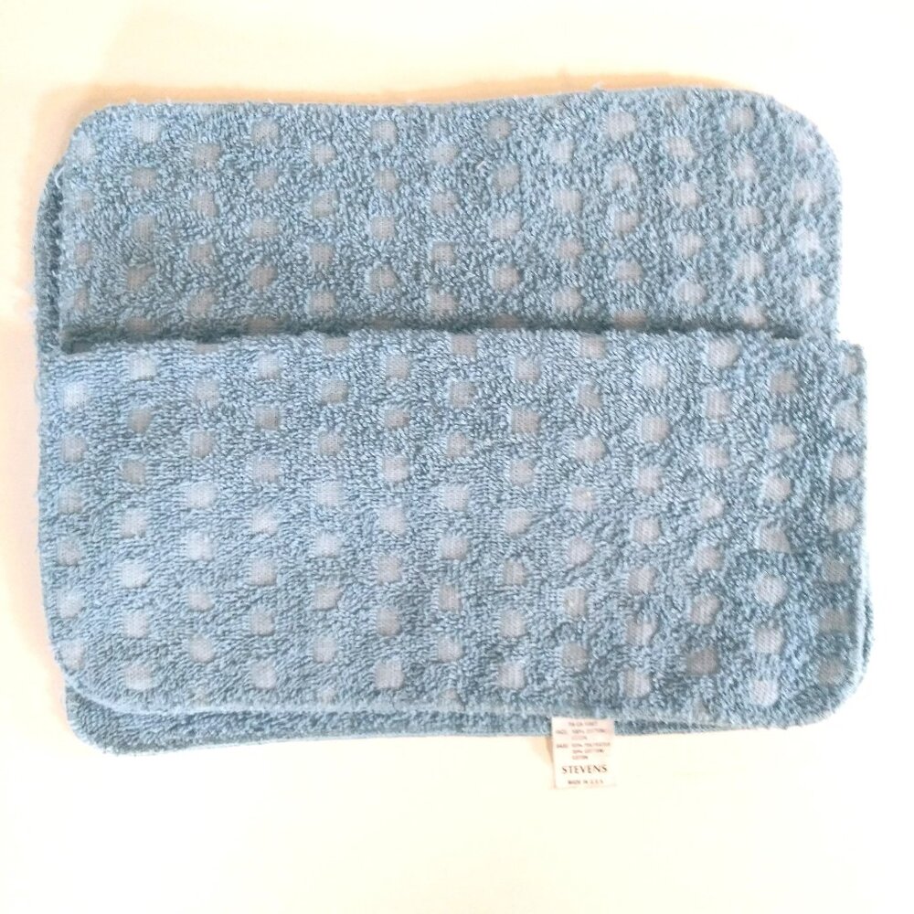 Vintage 1980s Stevens Solid Blue Washcloth 2 Count Bath Home Accents